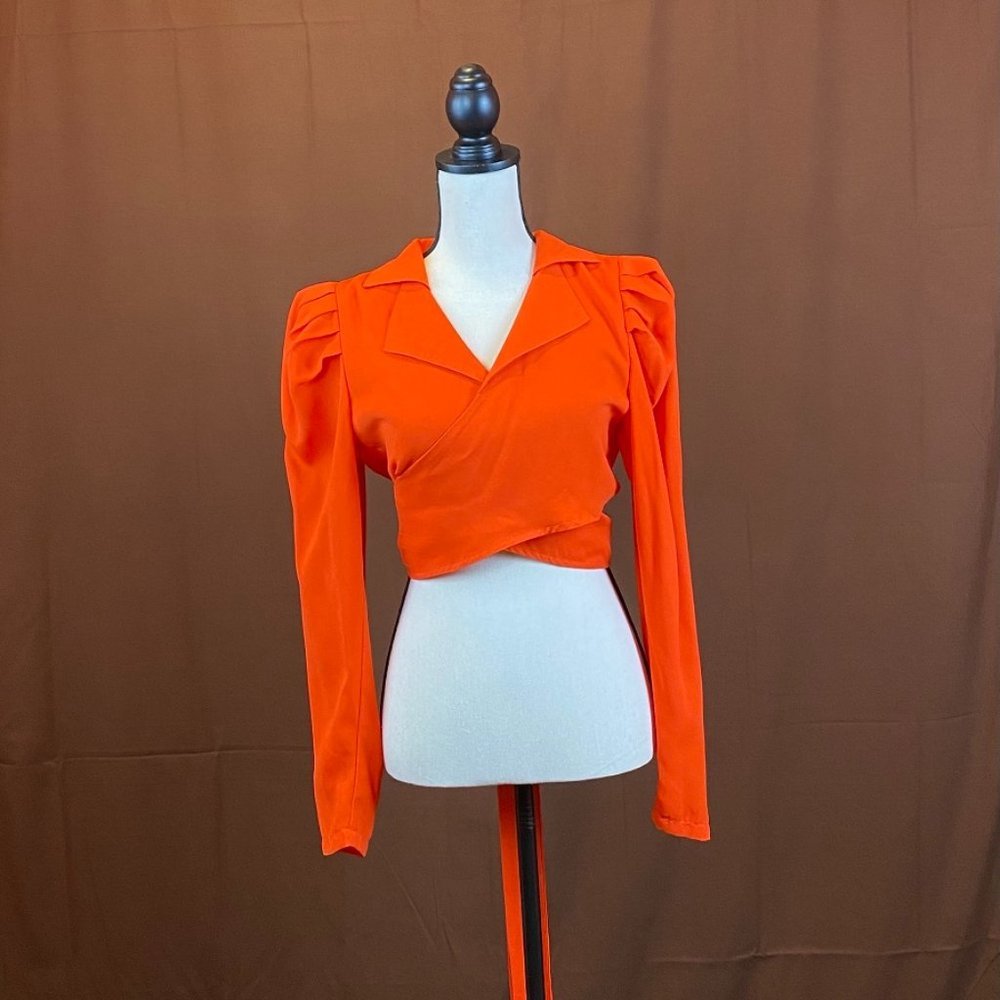 Tie Back Later Puff Shoulder Wrap Shirt